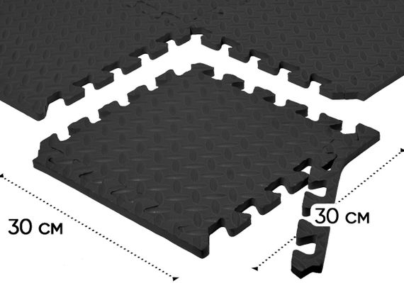 Татамі мат EasyFit 8 шт (30х30 см) ластівчин хвіст чорний (EF-1950-30-BK) | Зображення 1
