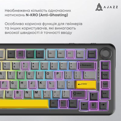 Клавиатура Ajazz AK820 MAX PLUS Daydream Switch RGB Wireless/Bluetooth/USB Black (AK820MAX-DD-BGY) | Зображення 3