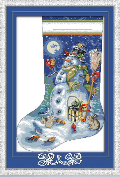 Набір для вишивання за нанесеною на канву схемою "Christmas stocking 3". AIDA 14CT printed 42*60 см