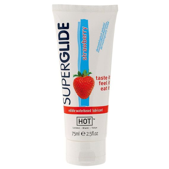Їстівний лубрикант на водній основі HOT Superglide спокуслива Полуничка, 75 мл Sex Aura