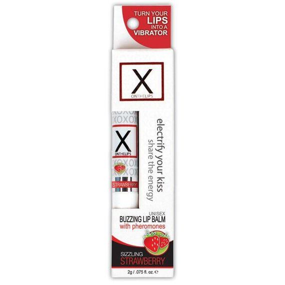 Стимулювальний бальзам для губ унісекс Sensuva - X on the Lips Strawberry з феромонами, полуниця | Зображення 1