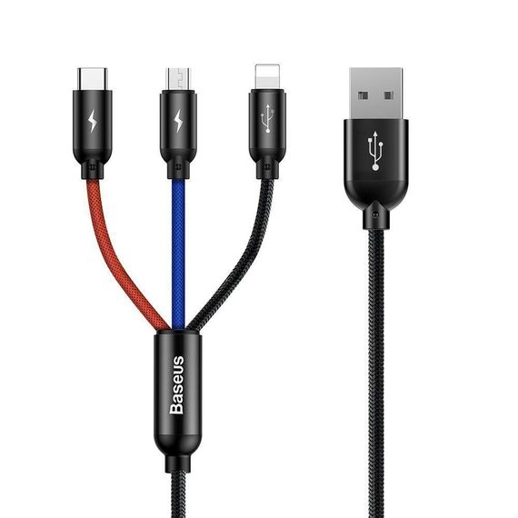 Кабель Baseus Three Primary Colors 3-in-1 (0.3m) | Зображення 5