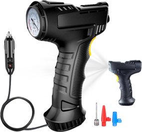 Портативный проводной компрессор для шин 120 Вт, быстрый 12V насос, с манометром и LED-фонарем
