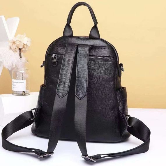 Шкіряний класичний жіночий рюкзак чорний 94083 | Зображення 7