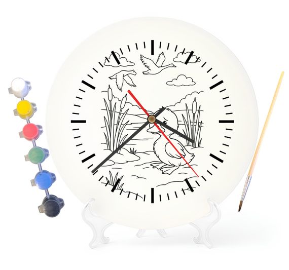 Дитячий набір для творчості годинник-розмальовка Гидке каченя (за мотивами книги Ганса Крістіана Андерсена) 30 см (Г0017)