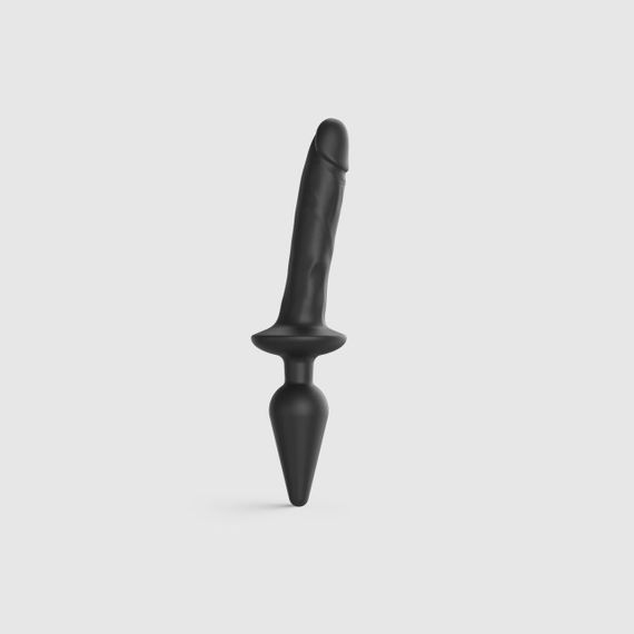 Анальна пробка з дилдо 2в1 Strap-On-Me SWITCH PLUG-IN REALISTIC DILDO Black L, діаметр 4,5/3,4 см Sex Aura