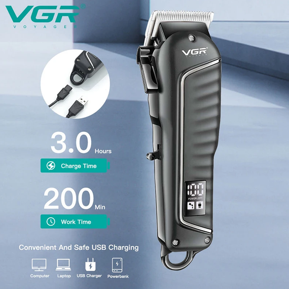 Акумуляторна машинка для стрижки з 4 насадками VGR V683, Чорна (234569401_527) | Зображення 8