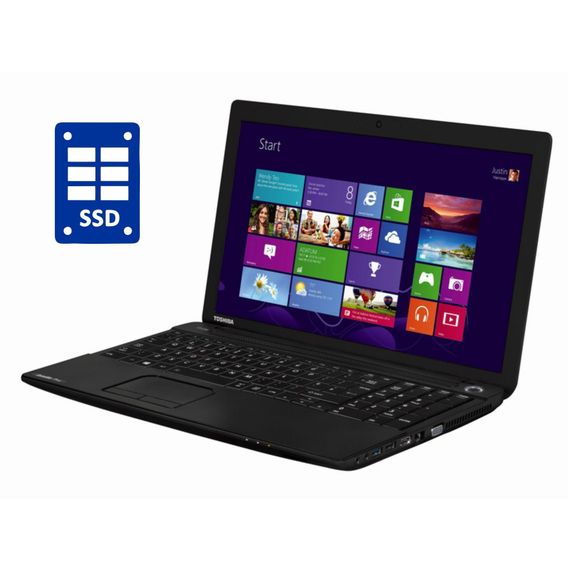Ноутбук Б-класс Toshiba Satellite C50-A-1JM / 15.6" (1366x768) TN / Intel Celeron N2840 (2 ядра по 2.16 - 2.58 GHz) / 4 GB DDR3 / 128 GB SSD / Intel HD Graphics / WebCam / DVD-RW б/у