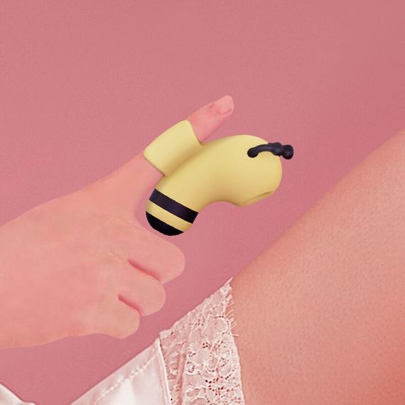 Вакуумний стимулятор із мікрострумами CuteVibe Beebe Yellow, на палець | Зображення 5