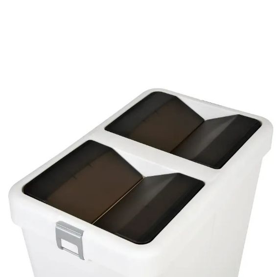 Відро для сміття Motek на 40 л + 40 л з поворотною кришкою 55х35.5х59 см Біле (COB-414) | Зображення 1