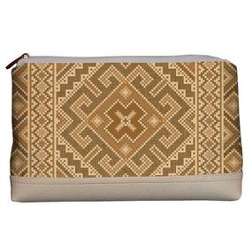Косметичка дорожня жіноча Lovely Украинский бежевый орнамент 26x15x8 см