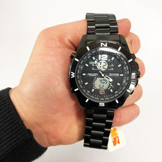 Годинник наручний чоловічий SKMEI 1670BKWT BLACK-WHITE, Армійський годинник протиударний | Зображення 6