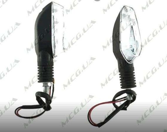 Поворот светодиодный, лодочка   (3 LED, черный, белое стекло)   JS