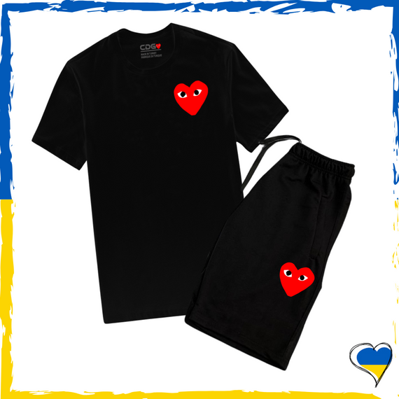 Комплект шорти CDG та футболка CDG. Комплект унісекс Чорний, XS/S