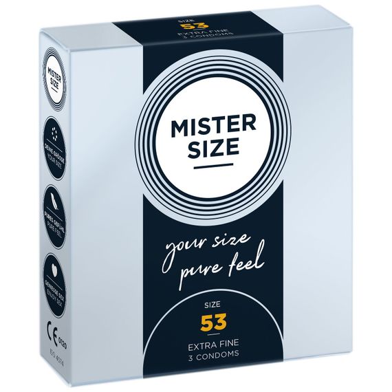 Розпродаж!!! Презервативи Mister Size - pure feel - 53 (3 шт) (термін 05.2026)