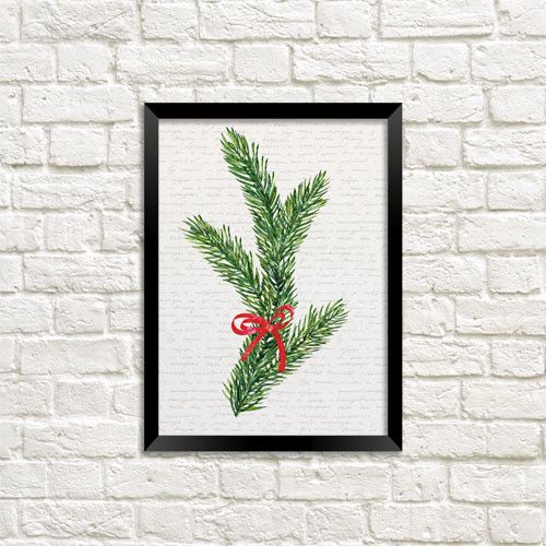 Постер в рамке Ветка елочки 21x30 см (A4)