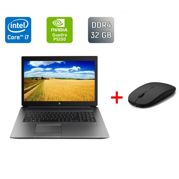 Мобільна робоча станція Б-клас HP zBook 17 G5 / 17.3" (1920x1080) IPS / Intel Core i7-8850H (6 (12) ядра по 2.6 - 4.3 GHz) / 32 GB DDR4 / 1000 GB SSD / nVidia Quadro P5200, 16 GB GDDR5, 256-bit / WebCam / Fingerprint б/в + Подарунок Миша / USB