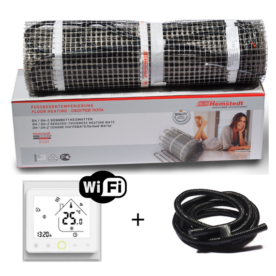Теплый пол комплект терморегулятор с Wi-Fi  + нагревательный мат Hemstedt DH 2,5 м² (375 Вт) | Зображення 1