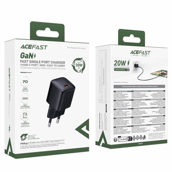 МЗП Acefast A117 mini PD20W GaN (1USB-C) Black | Зображення 5