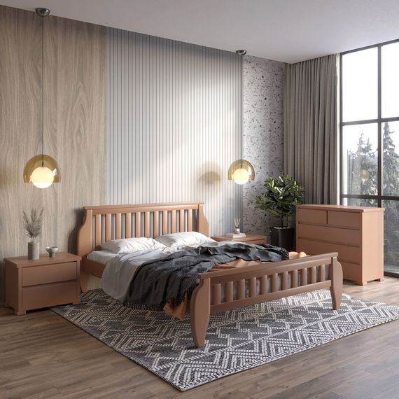 Полуторне дерев&#039;яне ліжко Mebigrand Прага Коричневий (RAL8025) 120х190 см (MBG-7189)