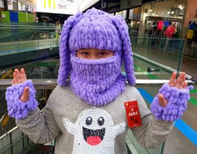 Шапка-балаклава з вушками + рукавиці