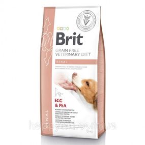 Беззерновой лечебный корм Brit VetDiet Renal для собак при почечной недостаточности, яйцо и горох, 12 кг