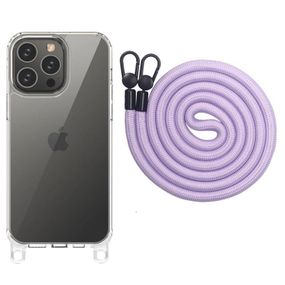 Чохол TPU Transparent with Straps для Apple iPhone 14 Pro (6.1") Light Purple