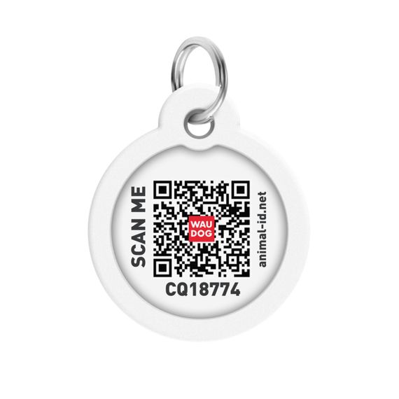 Адресник для собак і котів металевий WAUDOG Smart ID з QR паспортом, малюнок "Супермен Америка", коло, Д 30 мм | Зображення 2