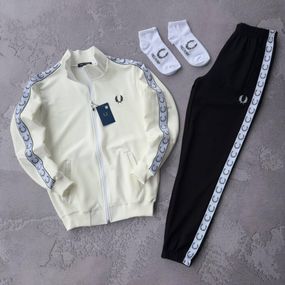 Костюм Fred Perry лампас кофта молочний штани чорні + 2 пари носків у подарунок