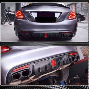 Дифузор заднього бампера V2 (для SD C43/C63 AMG 2015-2019, Карбон) для Mercedes C-сlass W205 рр