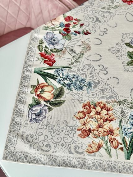 Скатертина гобеленова MANDALAS FLOWERS Limaso, 97х100, Квадратна, Повсякденний, Без люрексу, 40% поліестер, 60% бавовна, Гобелен | Зображення 3