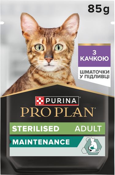 Вологий корм Purina PRO PLAN Sterilised Adult Adult Maintanance для дорослих стерилізованих котів, качка 86г