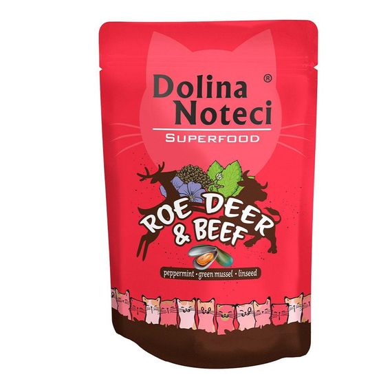 Dolina Noteci Superfood 85 г х 10 шт паучи для котів (косуля з яловичиною)