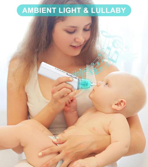 Електричний дитячий носовий пилосос — аспіратор із 3 рівнями потужності та 3 м’якими насадками | Зображення 3