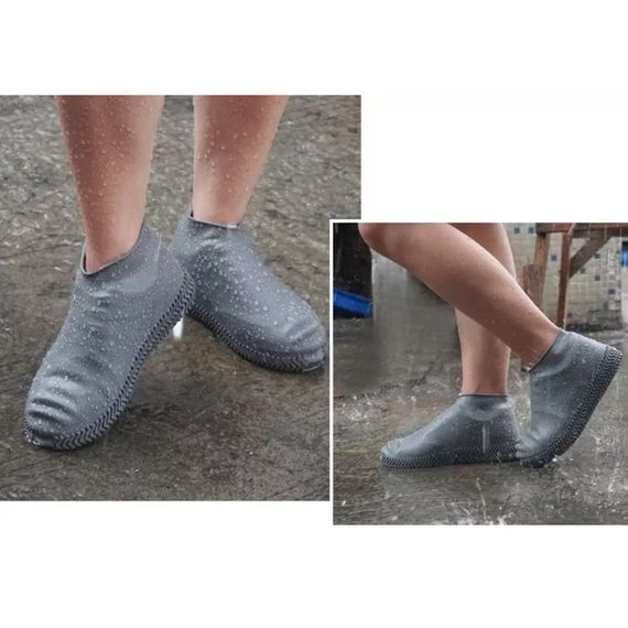 Багаторазові бахіли-чохли L (41-45 розмір) для взуття силіконові від води та бруду. Колір: сірий | Зображення 4