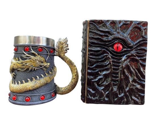 Подарунковий набір Кухоль 3D Танард Gold Rose та Блокнот 3D «Книга, що дивиться у відповідь»