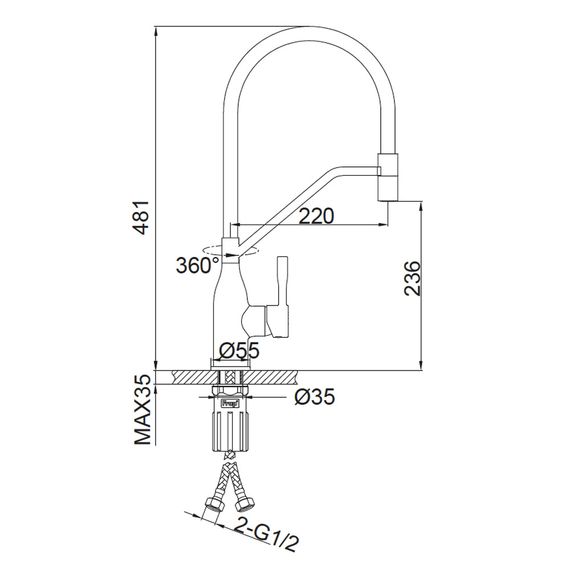 Змішувач для кухні Frap F4497-6 | Зображення 1