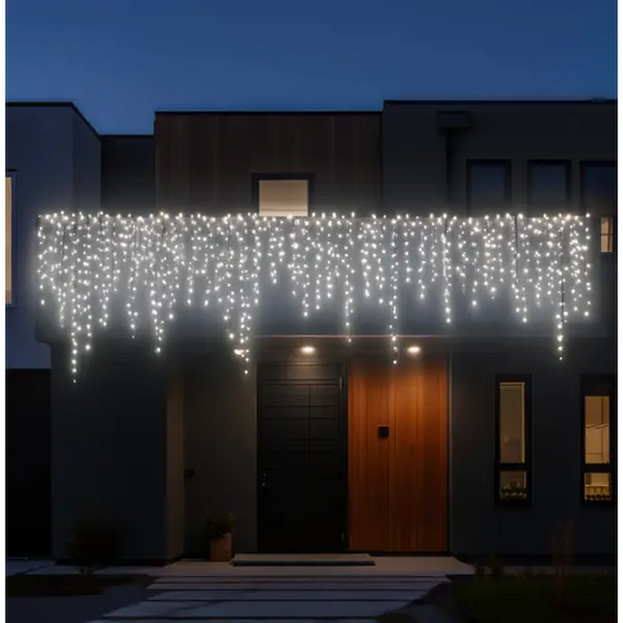 Уличная гирлянда Бахрома 25 м 405 LED черный провод Белый 25MBW | Зображення 1