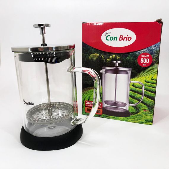 Френч-прес із подвійними стінками Con Brio CB-6480 800 мл, Заварник для чаю з пресом багаторазовий | Зображення 3