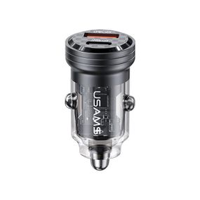 Автомобильное зарядное устройство USAMS CC175 C35 45W Aluminum Alloy Transparent USB + Type-C Mini Car Charger
