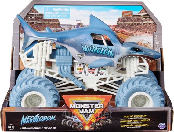 Оригинал Monster Jam Megalodon Монстр-трак 1:24 Акула Мегалодон Металлический кузов | Зображення 1
