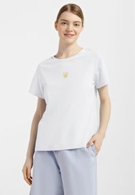 Футболка жіноча біла з принтом "Тризуб золотий", 2XL