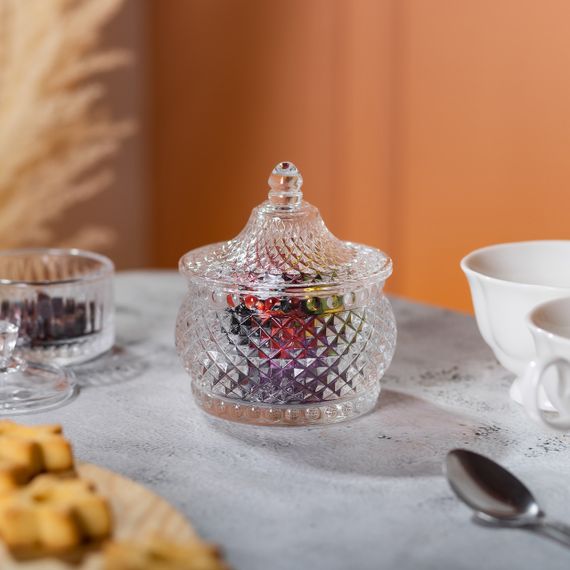 Цукерниця скляна з кришкою Ø 8 см кругла HP-YH-4 | Зображення 5