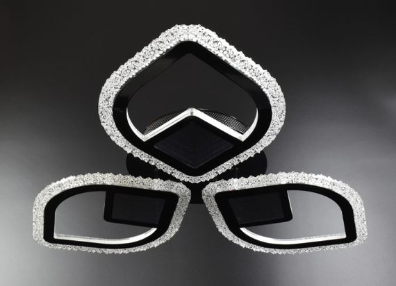 Люстра світлодіодна стельова LED світильник для квартири на стелю лед з пультом 26034 Чорний 8х53х53 см.