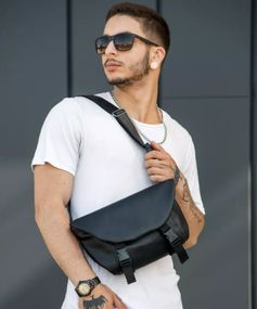 Чоловіча  сумка бананка Sambag Tirso Zard чорна 33 × 22 × 7 см (80551001m)