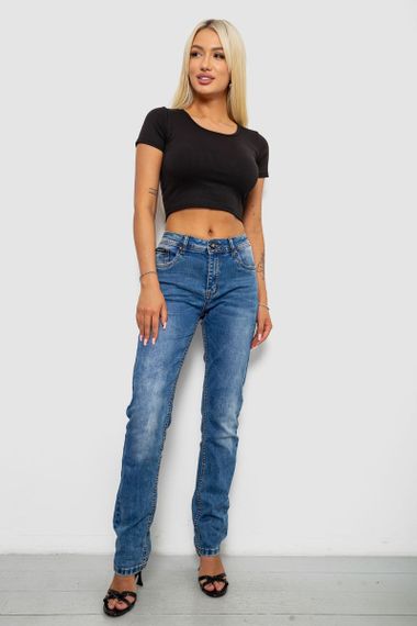 Джинси жіночі однотонні Straight, колір синій, 244RREX-268 | Зображення 1