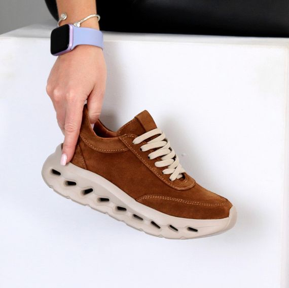 Молодіжні дизайнерські руді кросівки натуральна замша