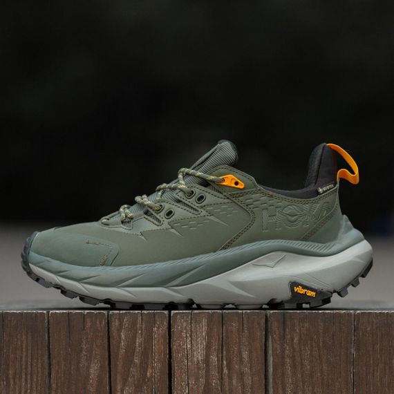 Кросівки демісезонні шкіряні Hoka GTX колір олива