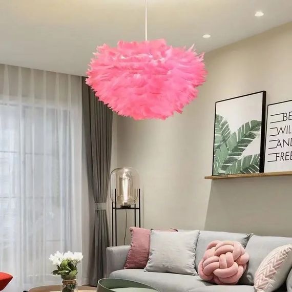 Люстра підвісна з пір'ям на 3 лампочки 27296 Білий 40-120х60х60 см. | Зображення 4