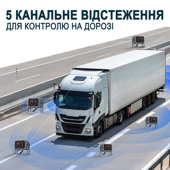 Парковочный комплекс для грузовых автомобилей с круговым обзором Podofo A3696, монитор 10.1" дюймов + 5 камер заднего вида, с видеорегистратором, 1080P | Зображення 7